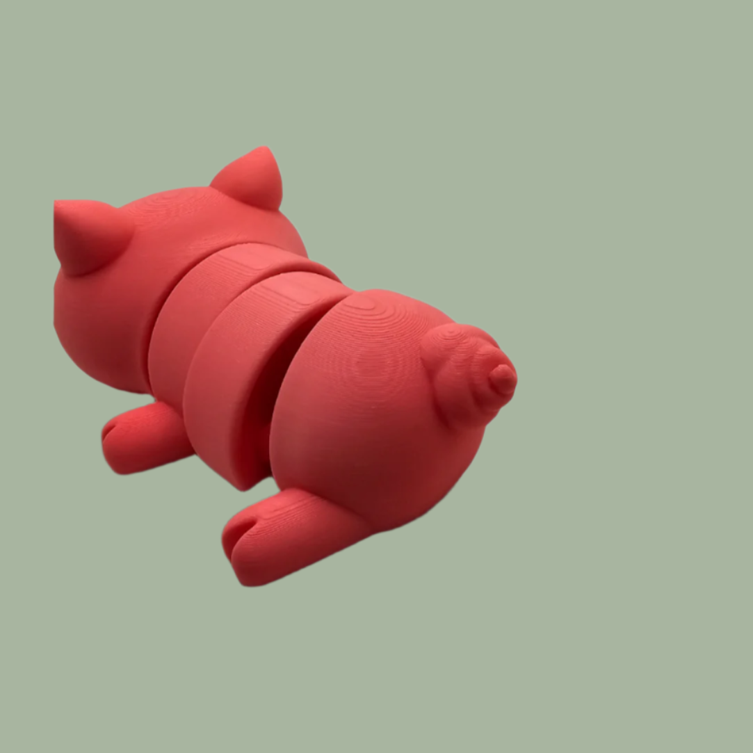 3D printed pink articulated pig