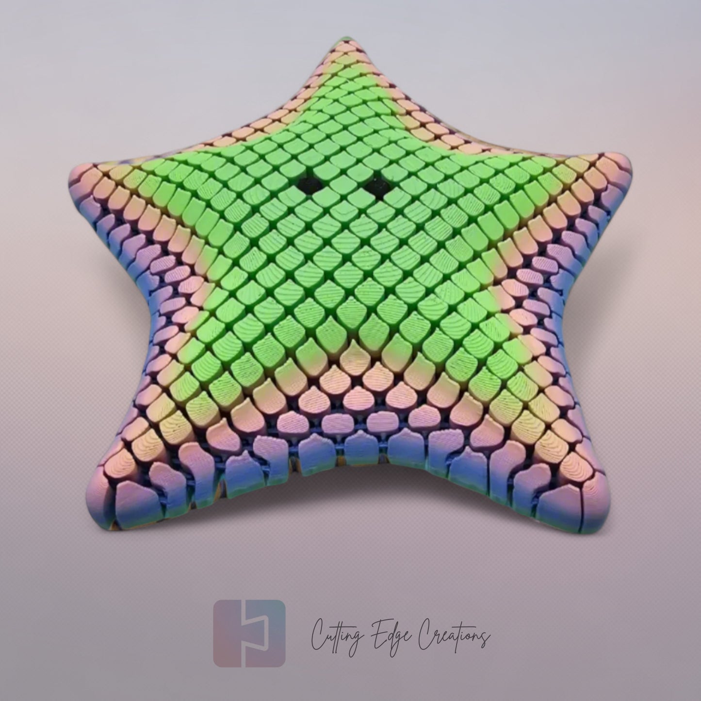 3D printed articulated Finn starfish, flexible toy, handmade in the UK, desk fidget and gift.