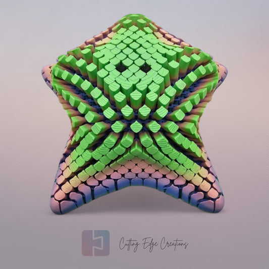 3D printed articulated Finn starfish, flexible toy, handmade in the UK, desk fidget and gift.