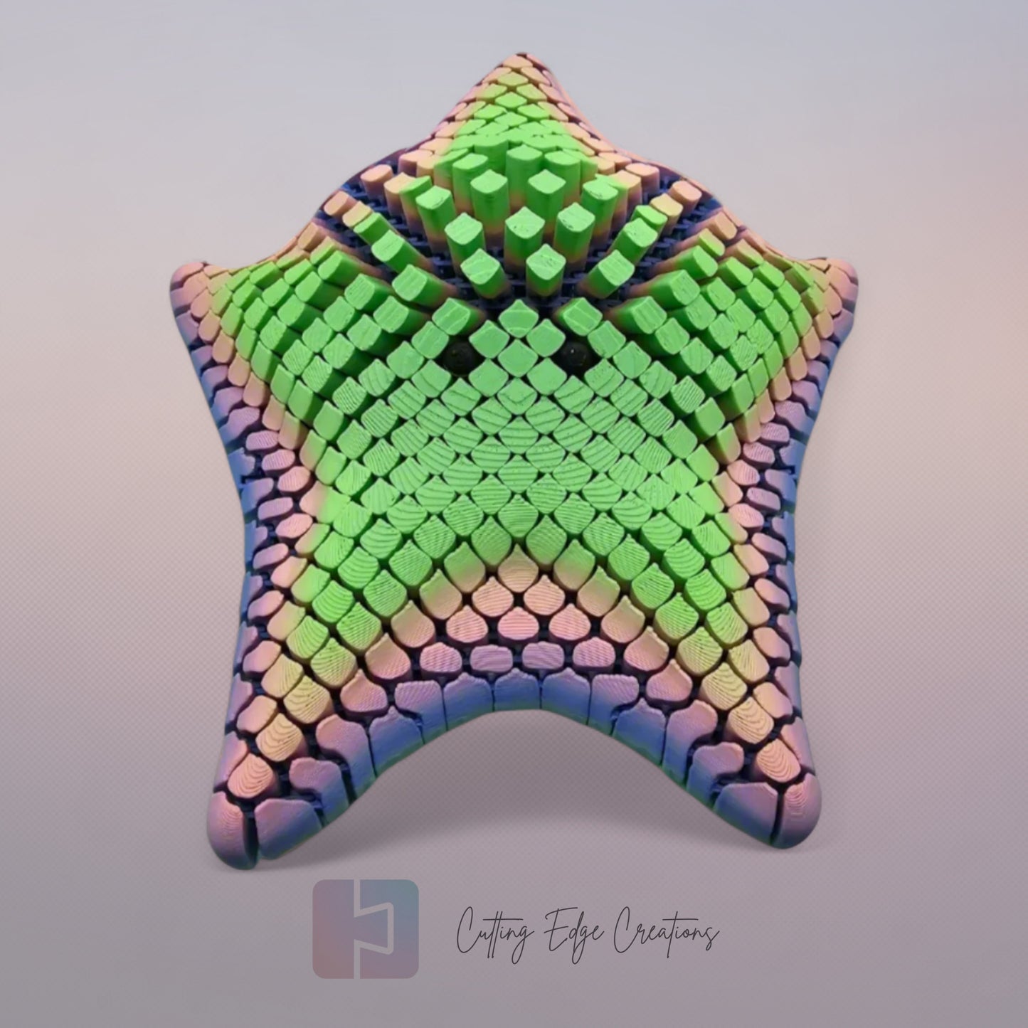 3D printed articulated Finn starfish, flexible toy, handmade in the UK, desk fidget and gift.