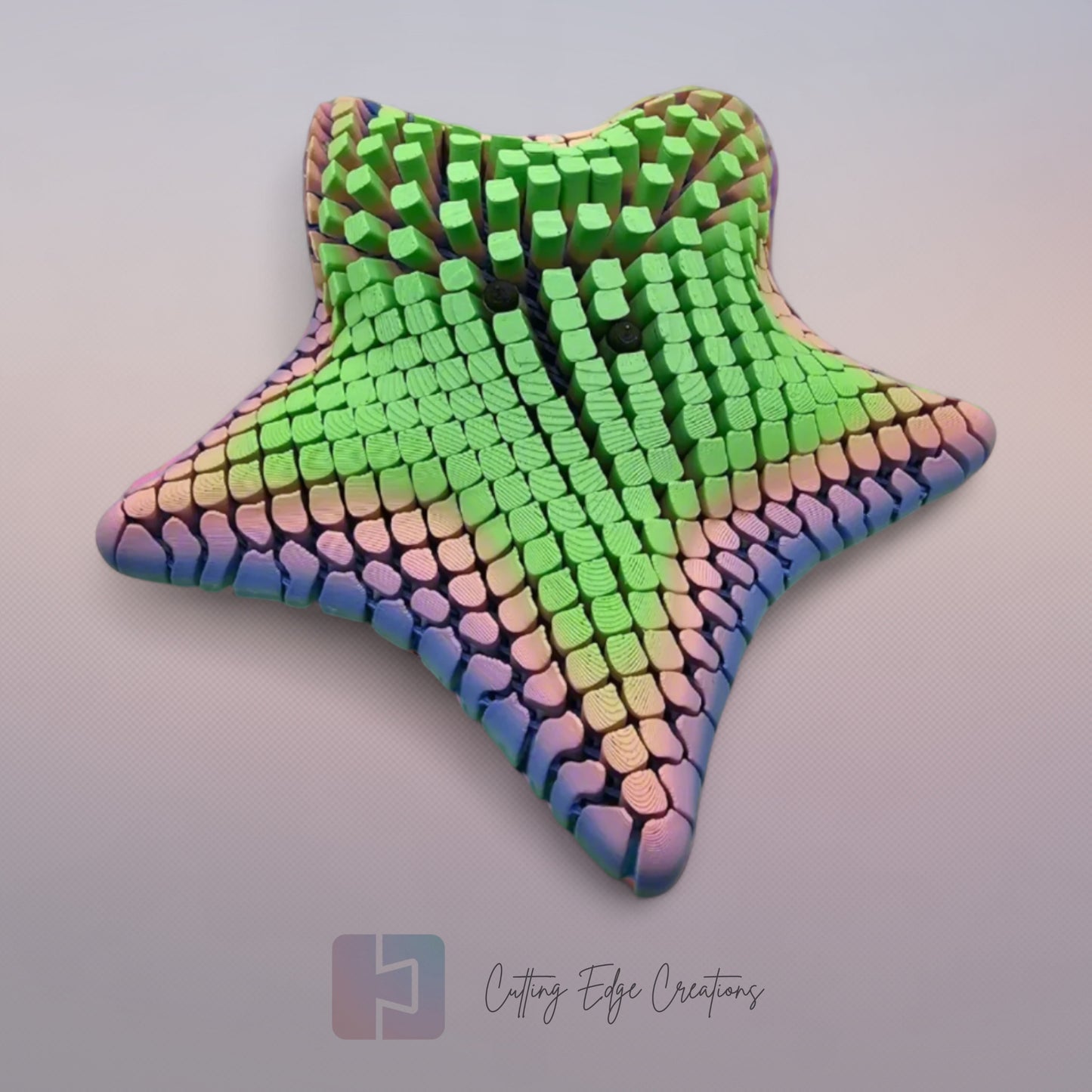 3D printed articulated Finn starfish, flexible toy, handmade in the UK, desk fidget and gift.