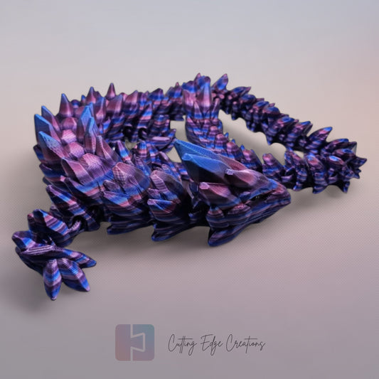 3D printed articulated Gemstone Dragon, flexible toy, handmade in the UK, desk fidget and gift.