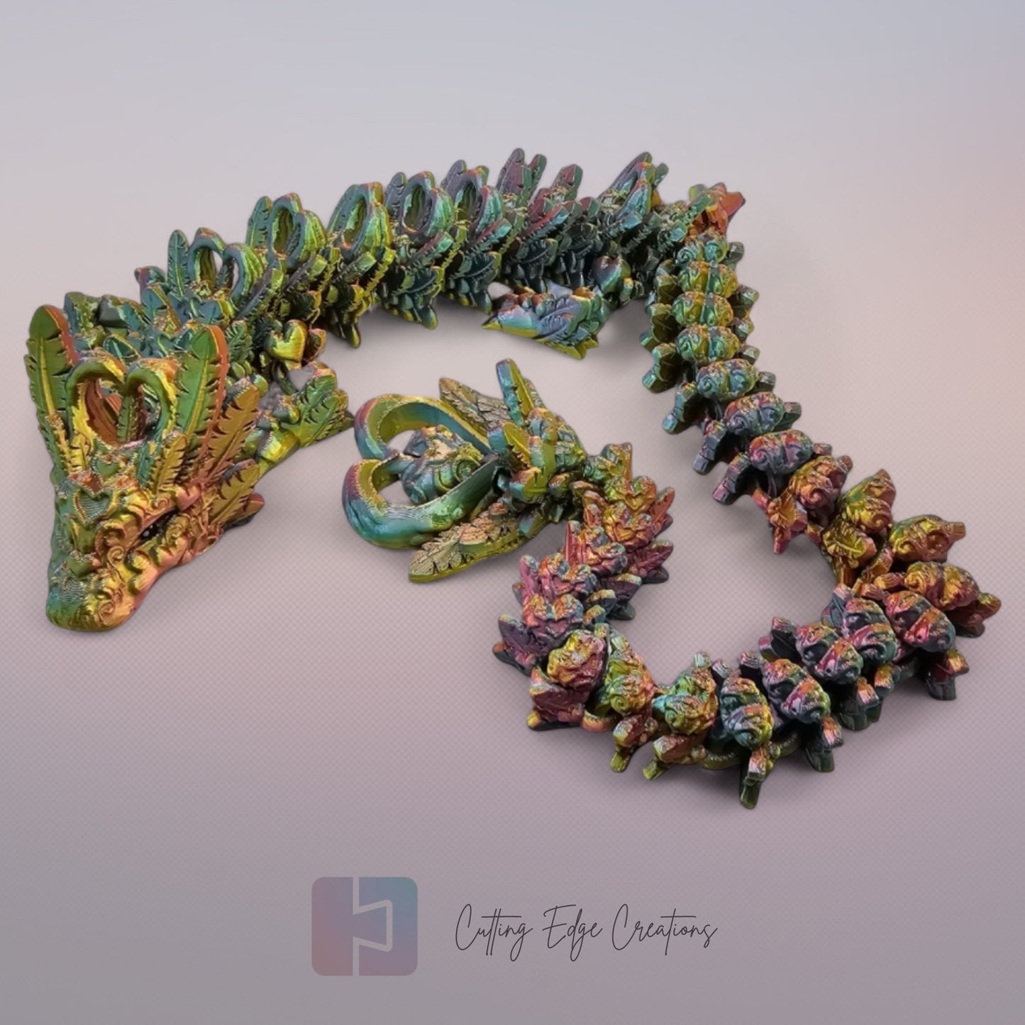 3D printed articulated Heart Dragon, flexible toy, handmade in the UK, desk fidget and gift.