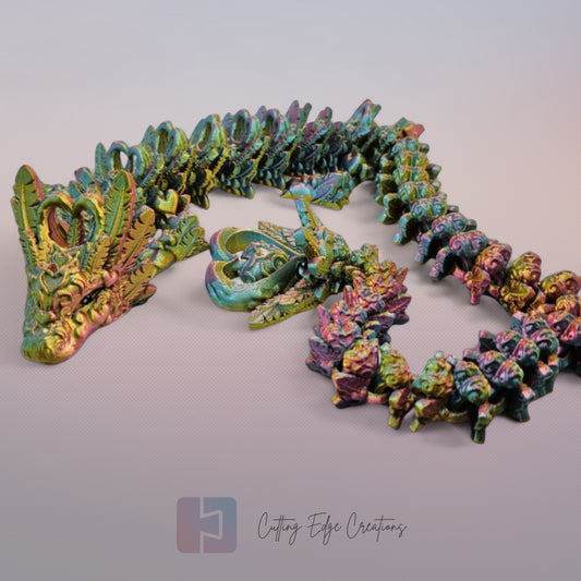 3D printed articulated Heart Dragon, flexible toy, handmade in the UK, desk fidget and gift.