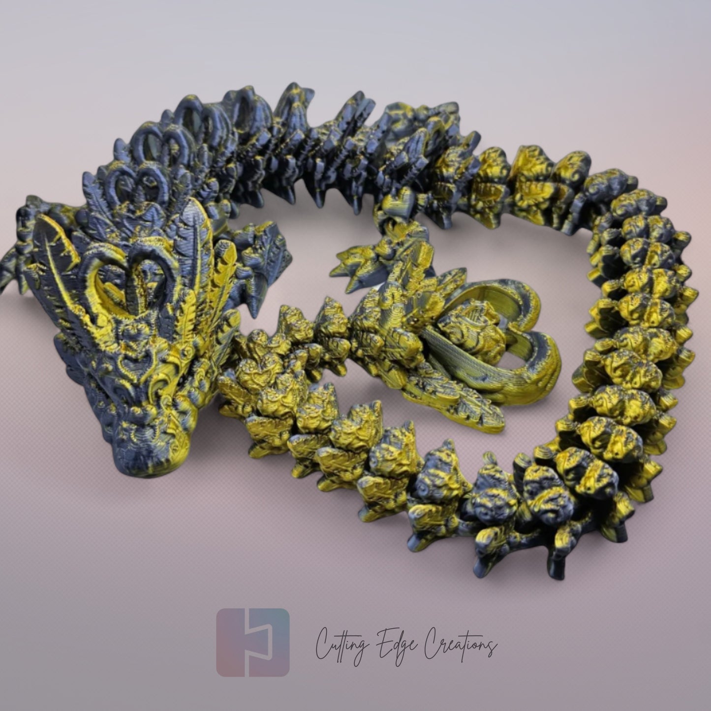 3D printed articulated Heart Dragon, flexible toy, handmade in the UK, desk fidget and gift.
