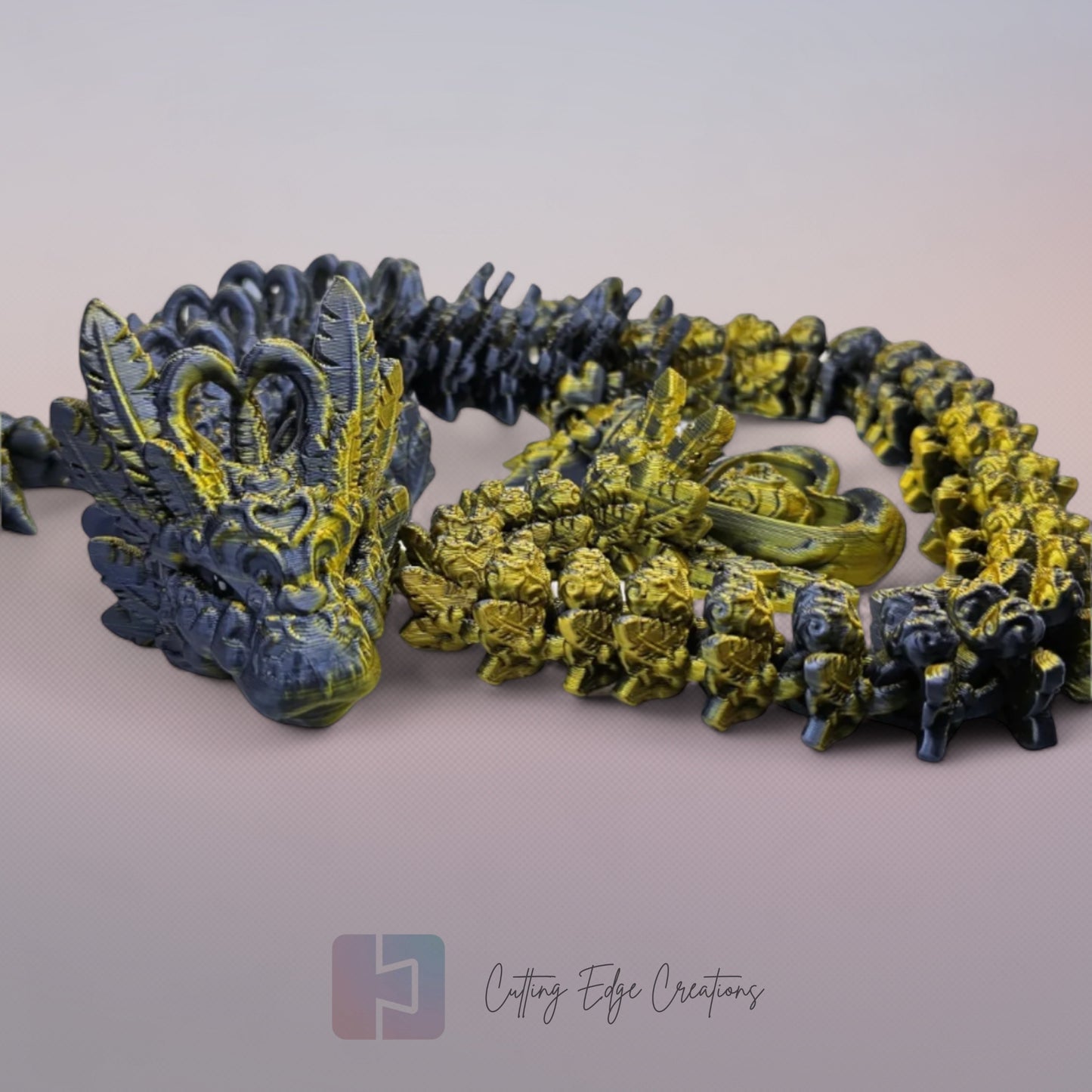 3D printed articulated Heart Dragon, flexible toy, handmade in the UK, desk fidget and gift.