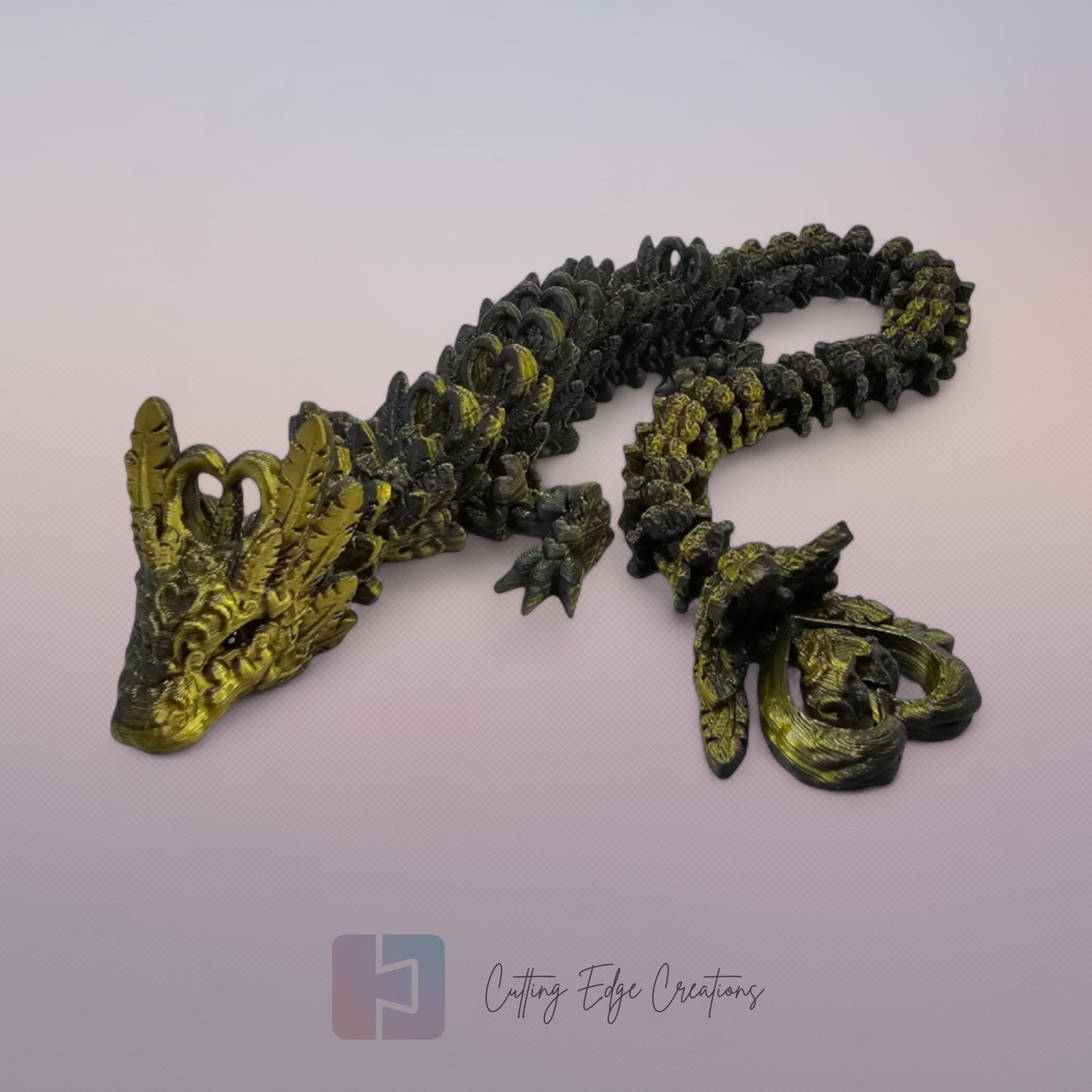 3D printed articulated Heart Dragon, flexible toy, handmade in the UK, desk fidget and gift.