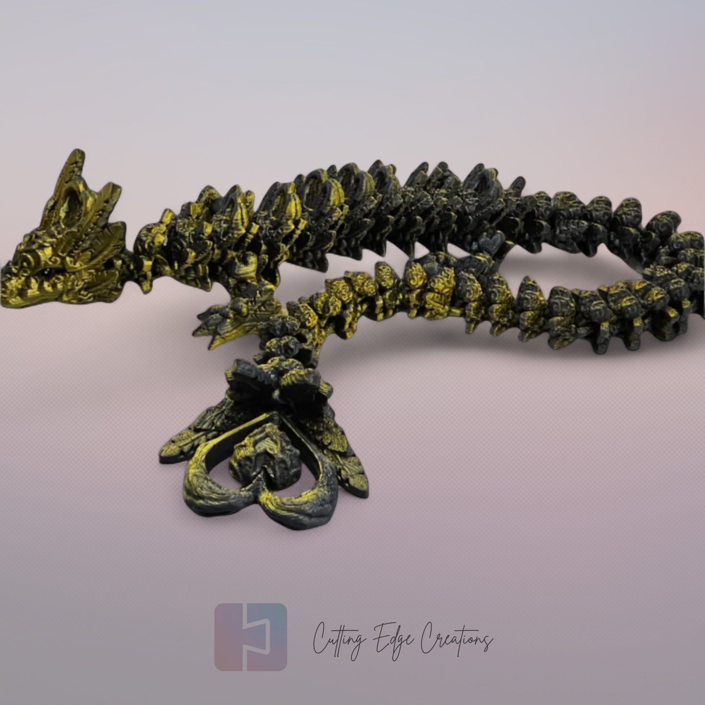 3D printed articulated Heart Dragon, flexible toy, handmade in the UK, desk fidget and gift.