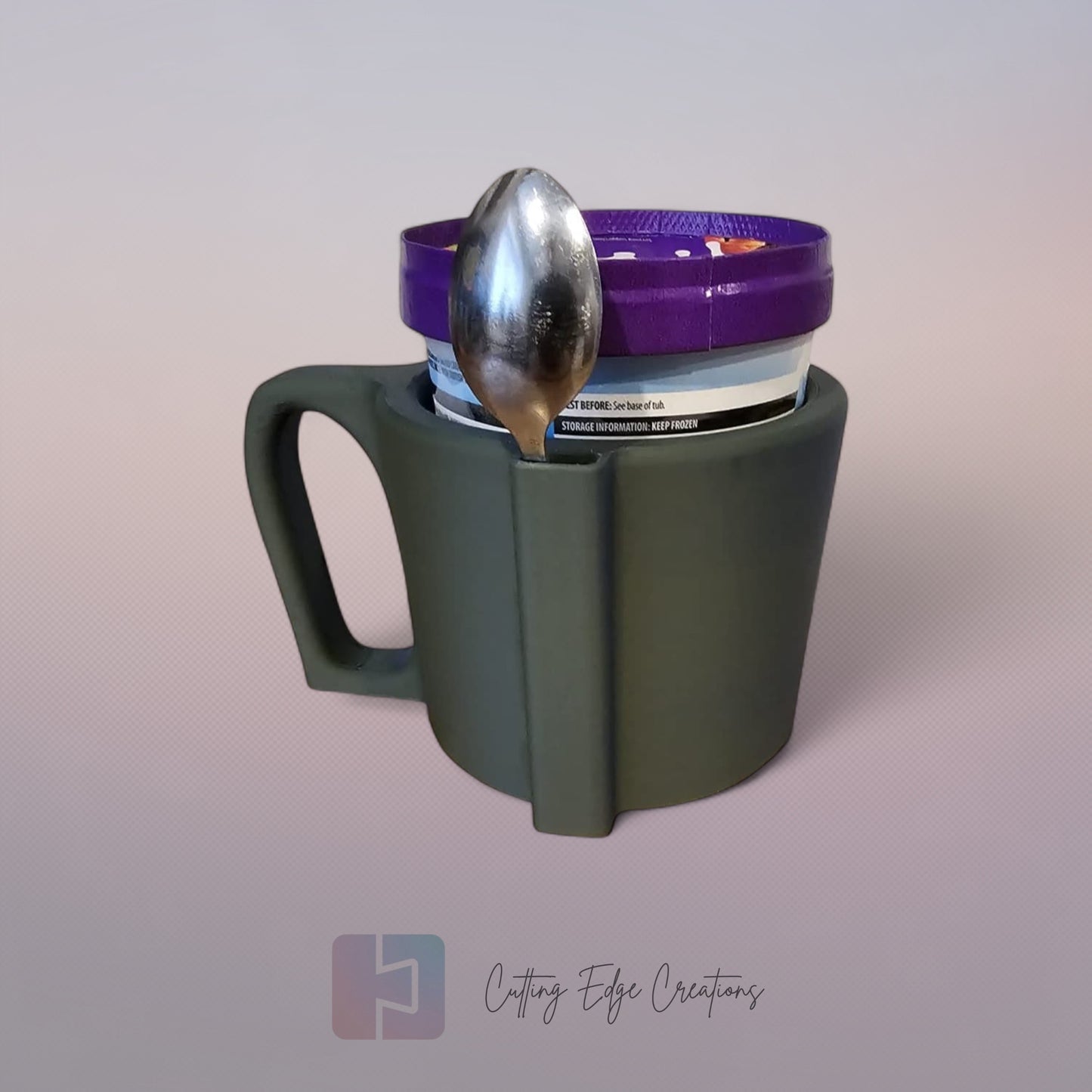 Ice Cream Mug – 3D Printed Tub Holder with Built-In Spoon Slot (UK Made)