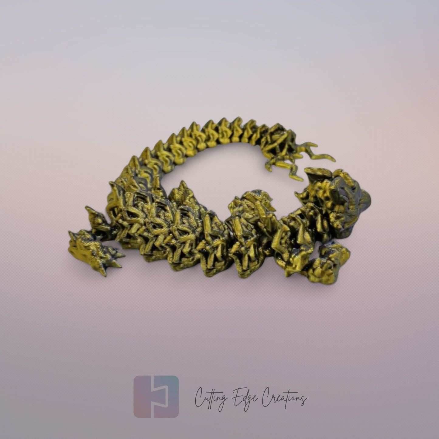 3D printed articulated Lightning Dragon, flexible toy, handmade in the UK, desk fidget and gift.