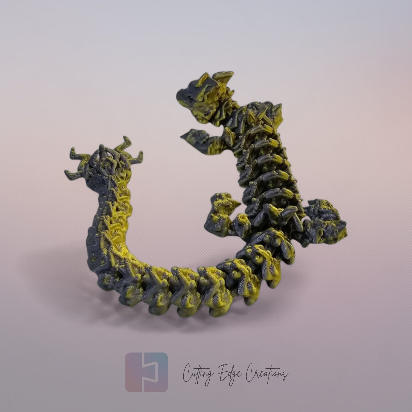 3D printed articulated Lightning Dragon, flexible toy, handmade in the UK, desk fidget and gift.