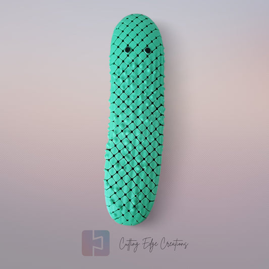 Oversized pickle-shaped stress relief toy, hyper flexi and bendable