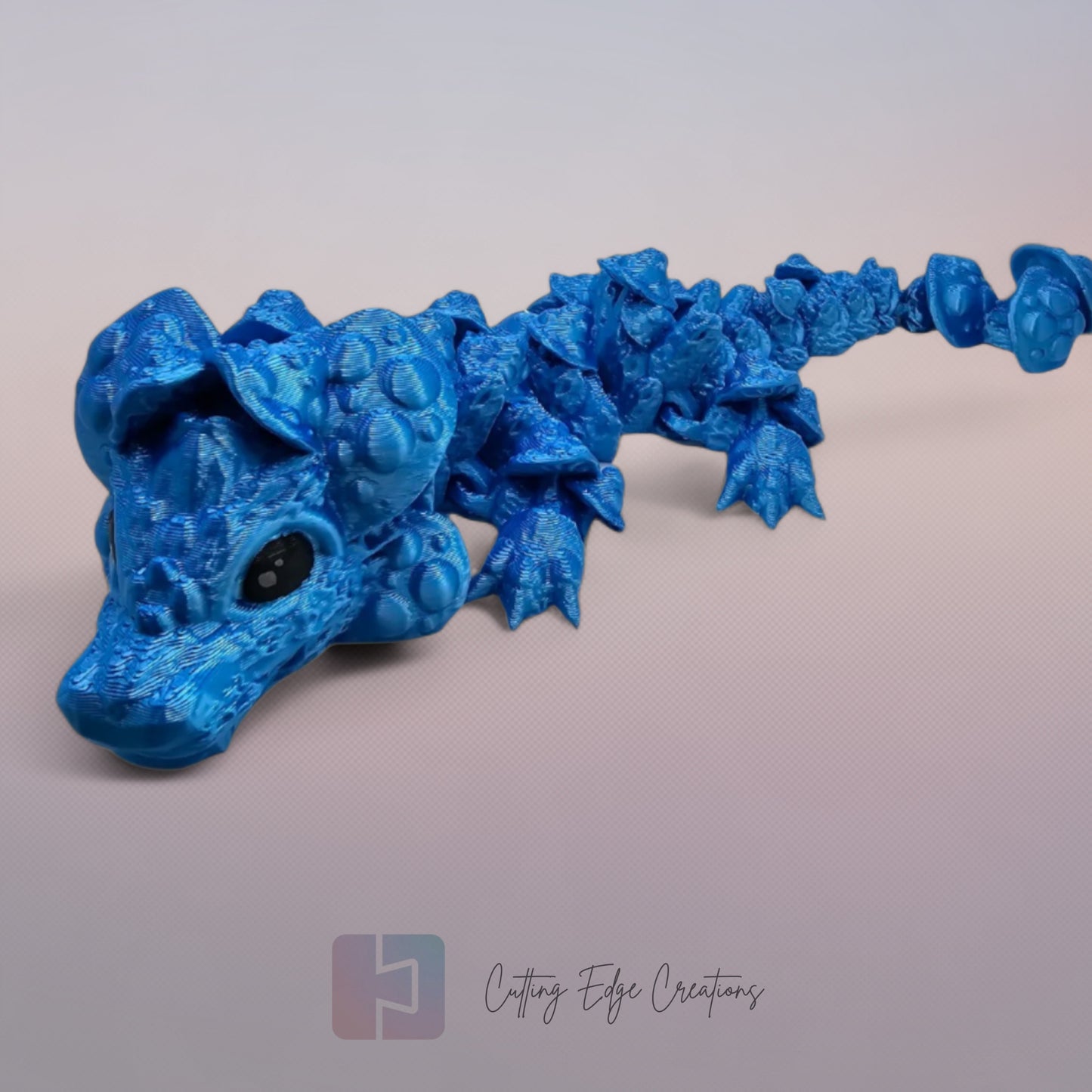 3D printed articulated Mushroom Dragon, flexible toy, handmade in the UK, desk fidget and gift.