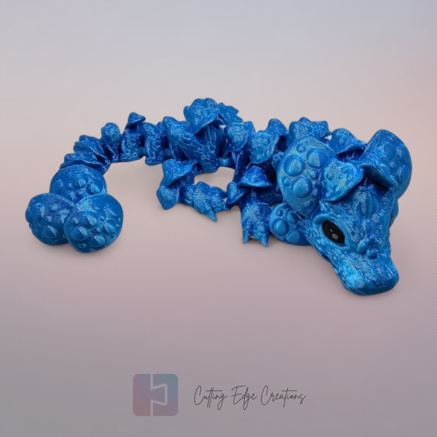 3D printed articulated Mushroom Dragon, flexible toy, handmade in the UK, desk fidget and gift.