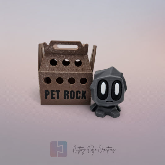Pet Rock – Original, Crystal, Sandstone, Coal, Magma, & Fossil Variants (with Carrier)