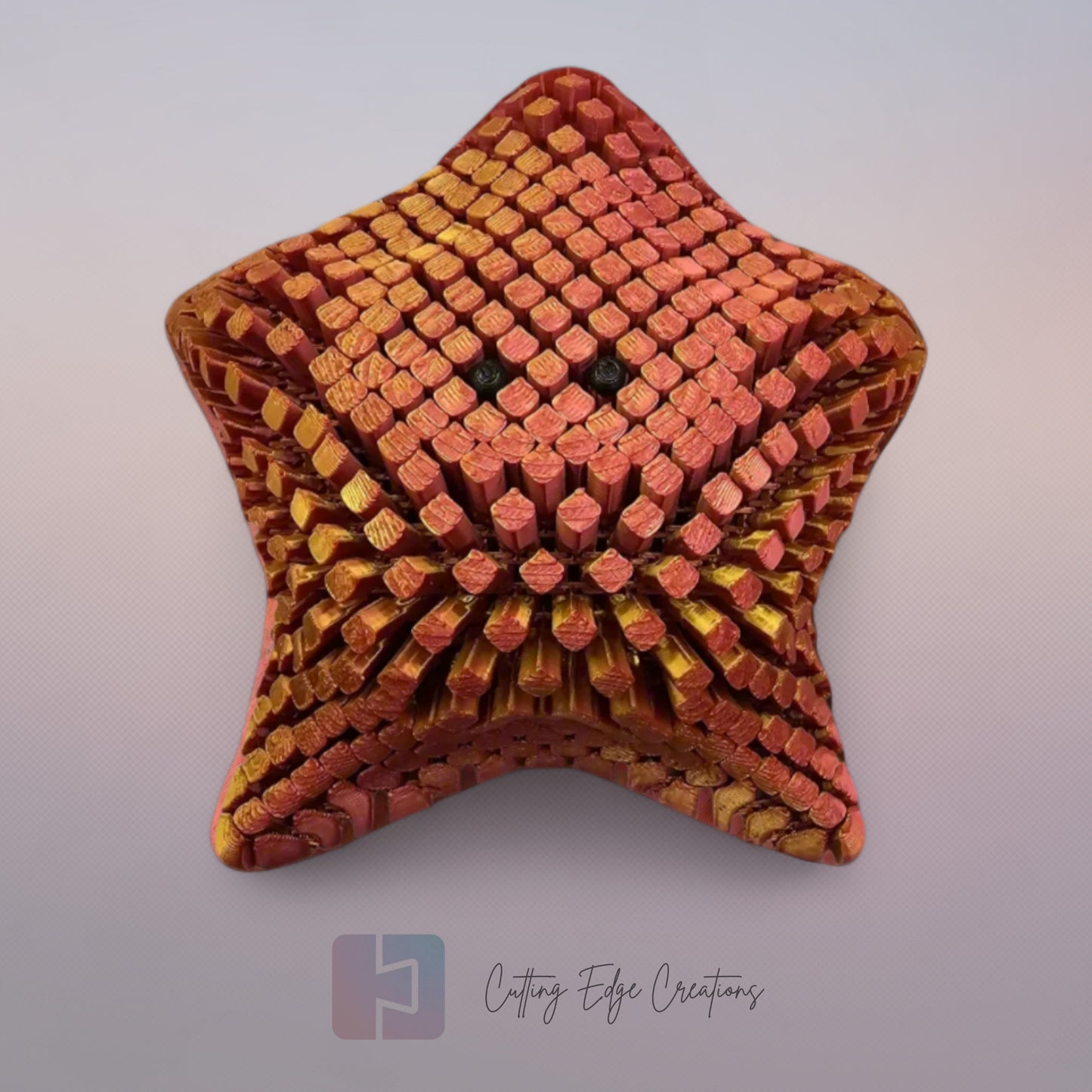 3D printed articulated Finn starfish, flexible toy, handmade in the UK, desk fidget and gift.