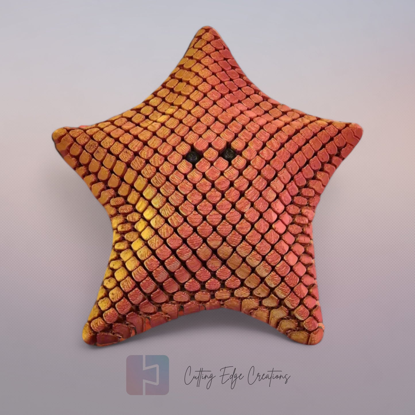 3D printed articulated Finn starfish, flexible toy, handmade in the UK, desk fidget and gift.