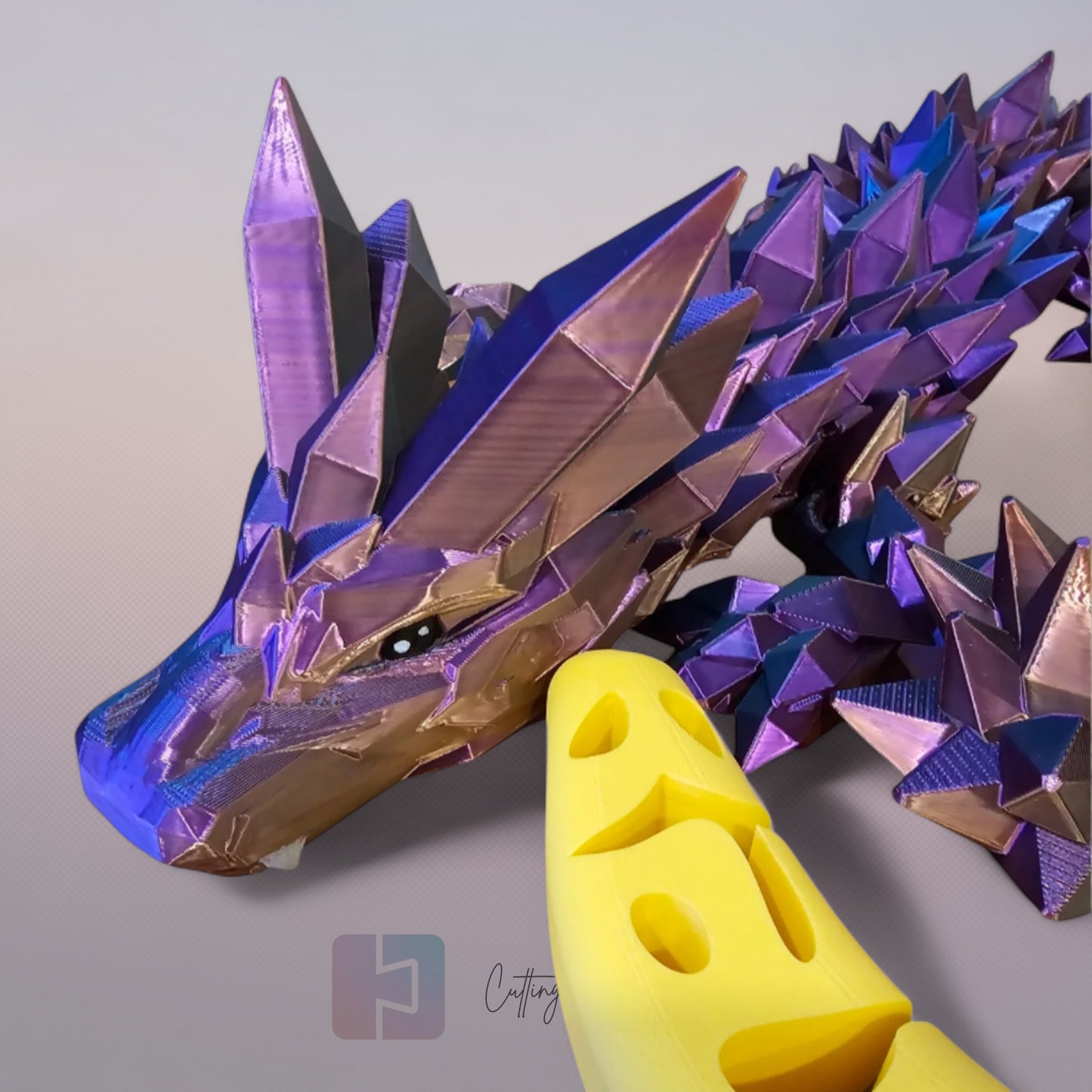 3D printed articulated Mega Dragon, flexible toy, handmade in the UK, desk fidget and gift.