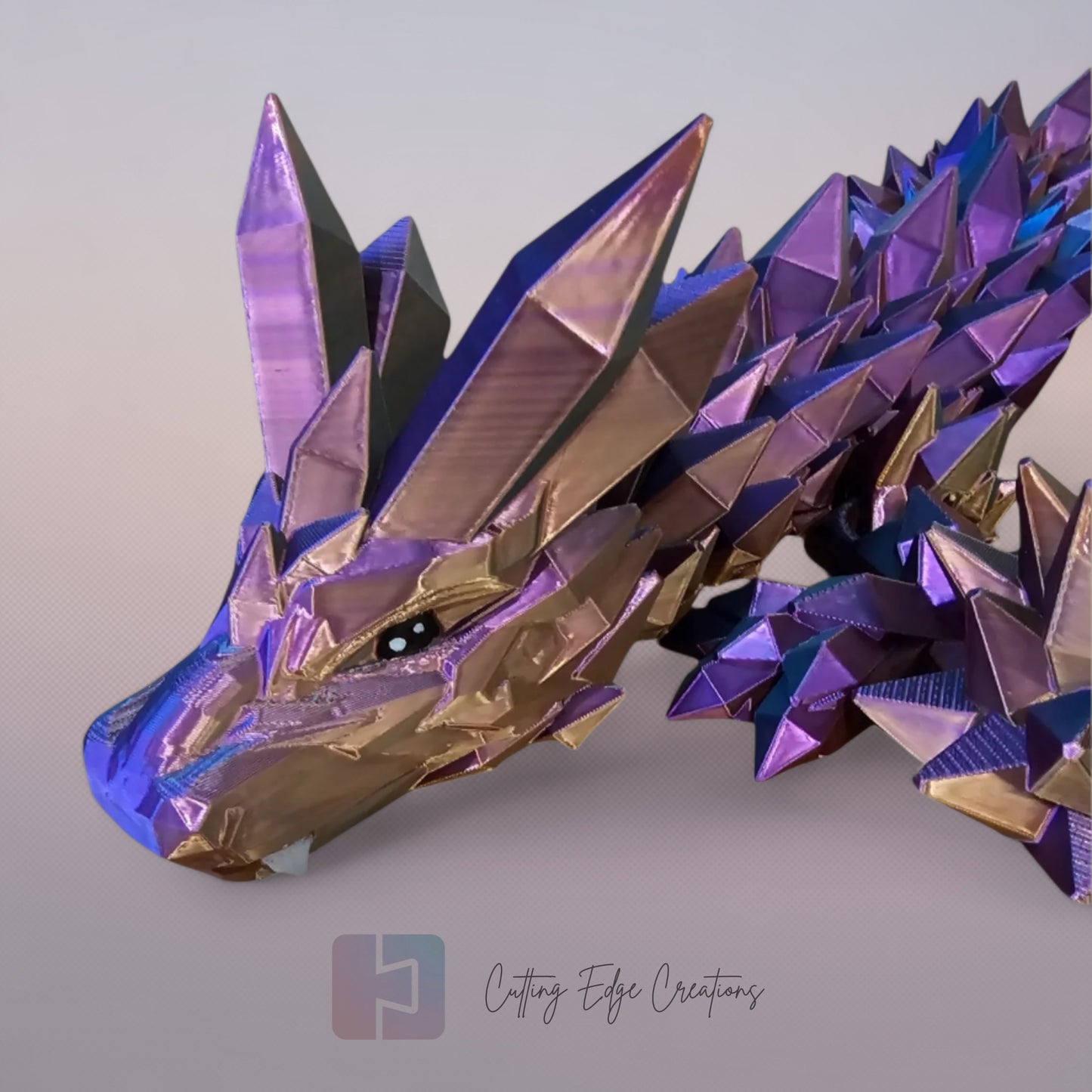 3D printed articulated Mega Dragon, flexible toy, handmade in the UK, desk fidget and gift.