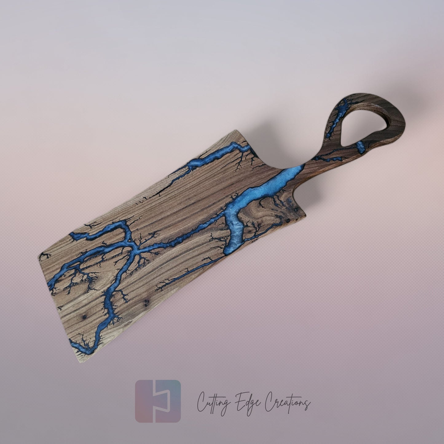 The Electric Blue River – Walnut Serving Board (One-of-a-Kind)