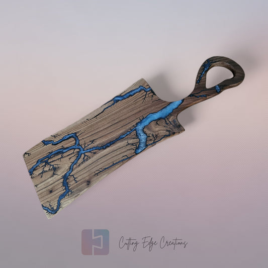The Electric Blue River – Walnut Serving Board (One-of-a-Kind)