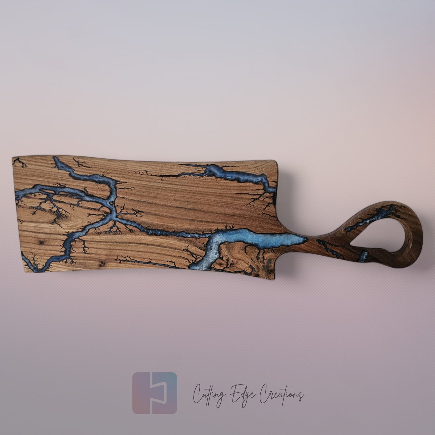 The Electric Blue River – Walnut Serving Board (One-of-a-Kind)