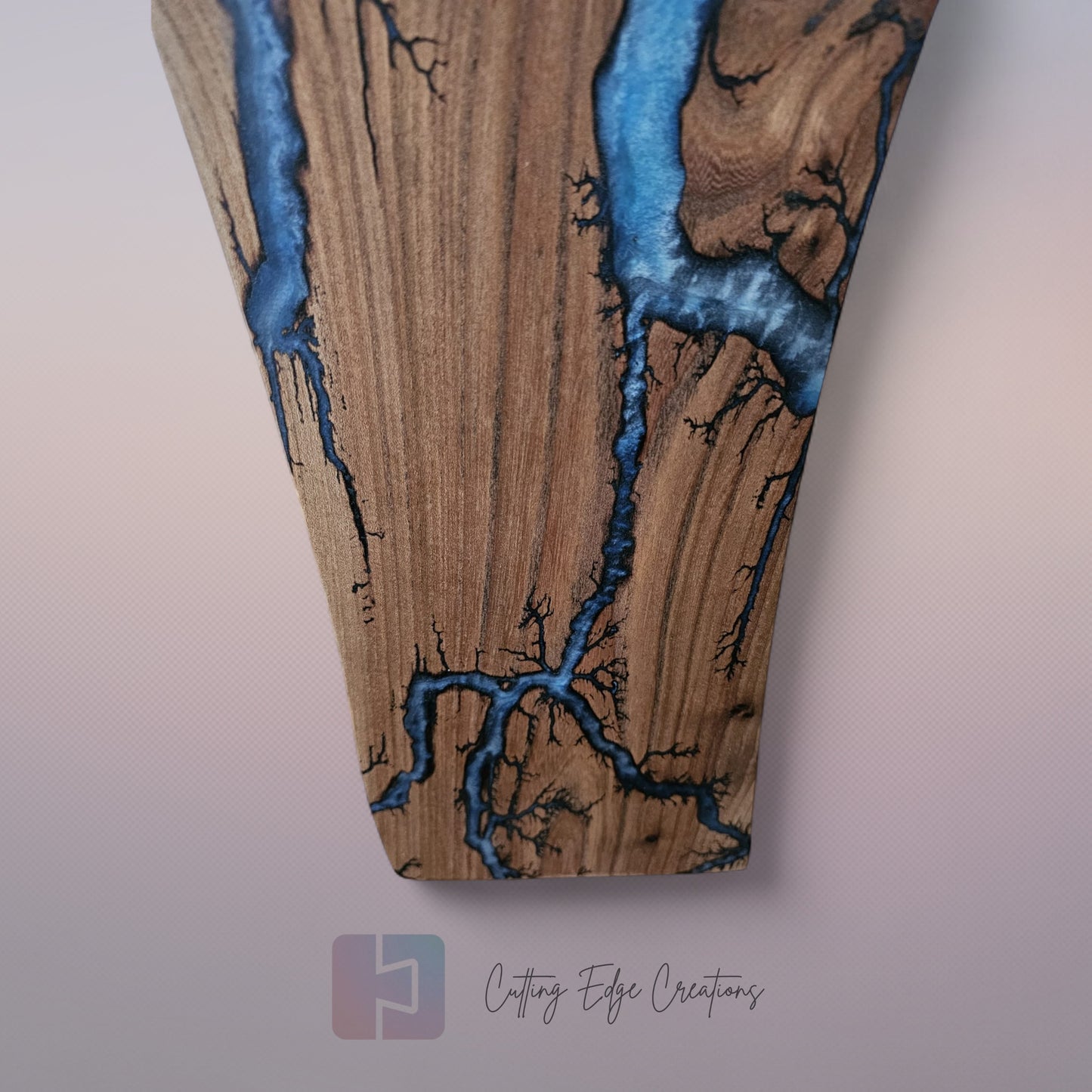 The Electric Blue River – Walnut Serving Board (One-of-a-Kind)