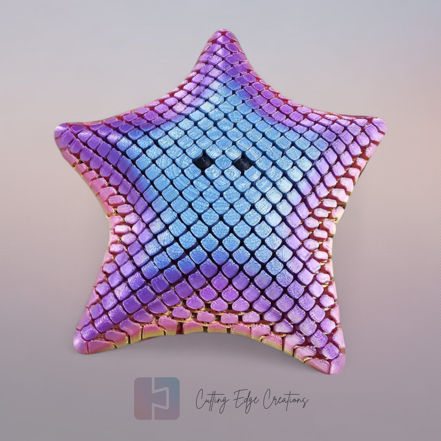 3D printed articulated Finn starfish, flexible toy, handmade in the UK, desk fidget and gift.