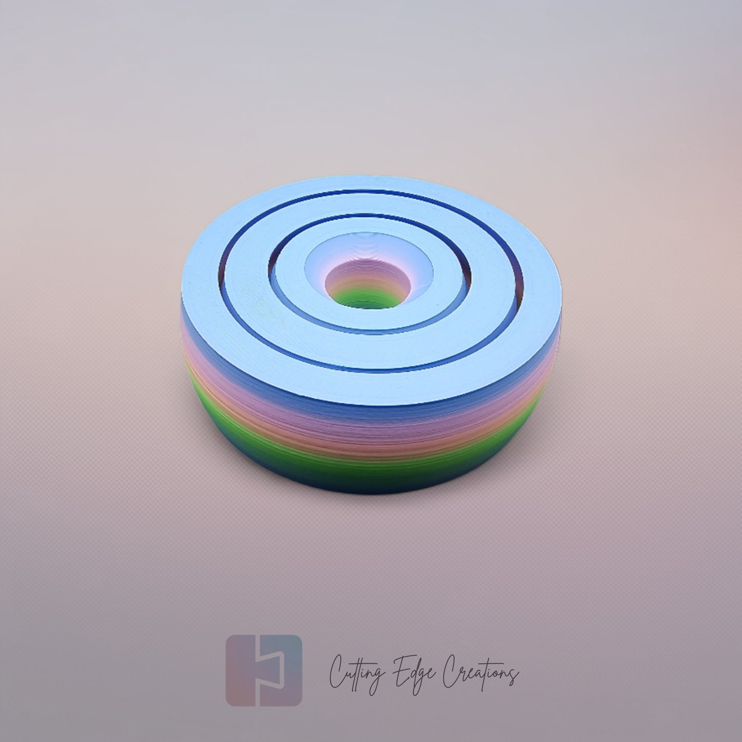 A 3D-printed Gyro Fidget Large toy with three interlocking rings
