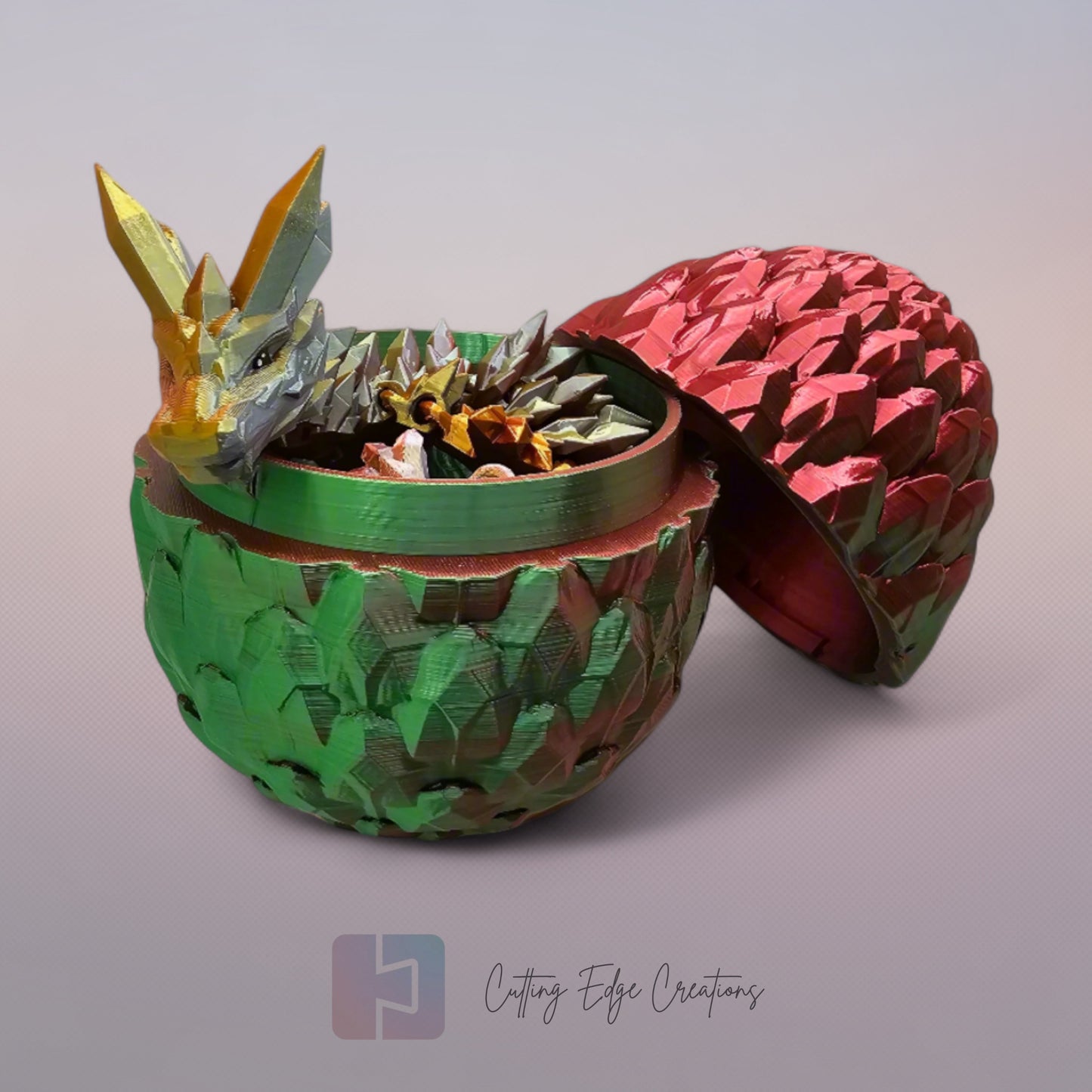 Dragon Egg with Crystal or Gemstone Dragon Inside