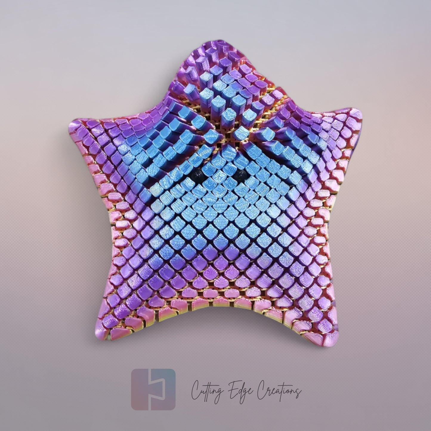 3D printed articulated Finn starfish, flexible toy, handmade in the UK, desk fidget and gift.