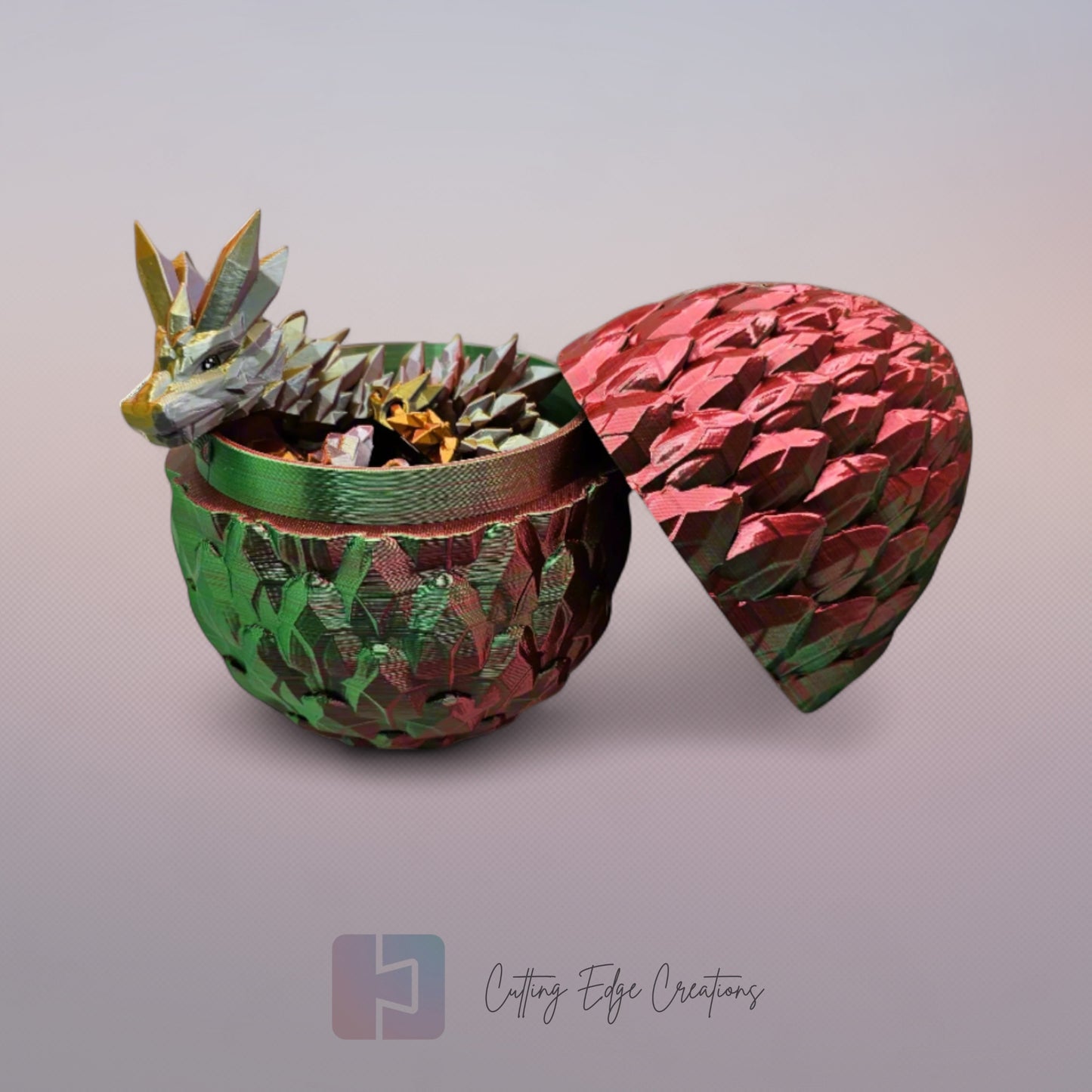 Dragon Egg with Crystal or Gemstone Dragon Inside