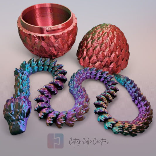 3D-Printed Snake Figurine with Decorative Egg