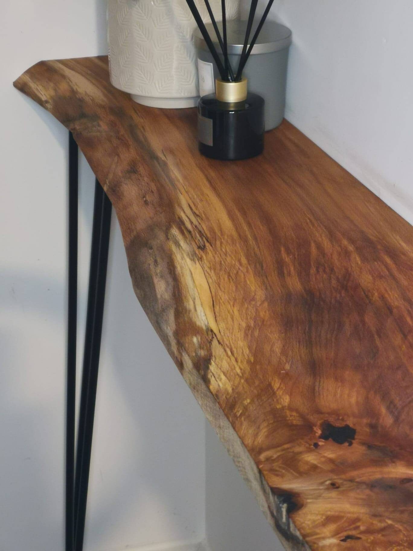 Stunning Live Edge Solid Spalted Beech Entryway Table made from beautiful English Beech