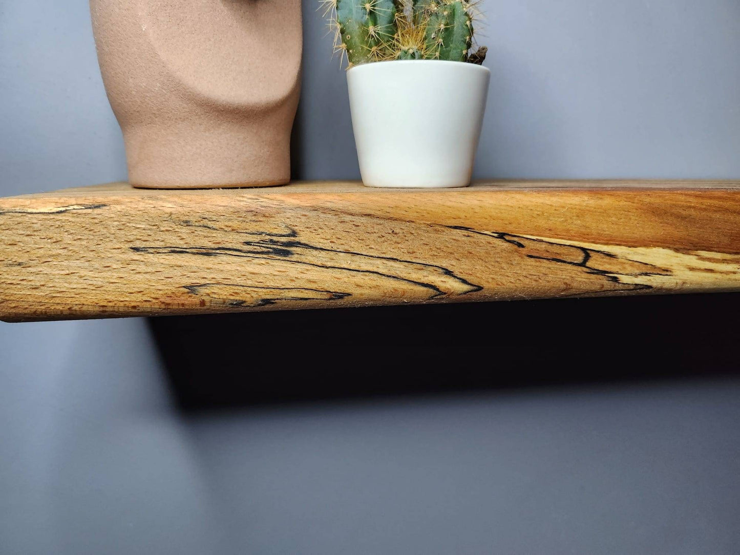 Floating Spalted Beech Shelf | Wooden Handmade Shelves | Wall Hanging