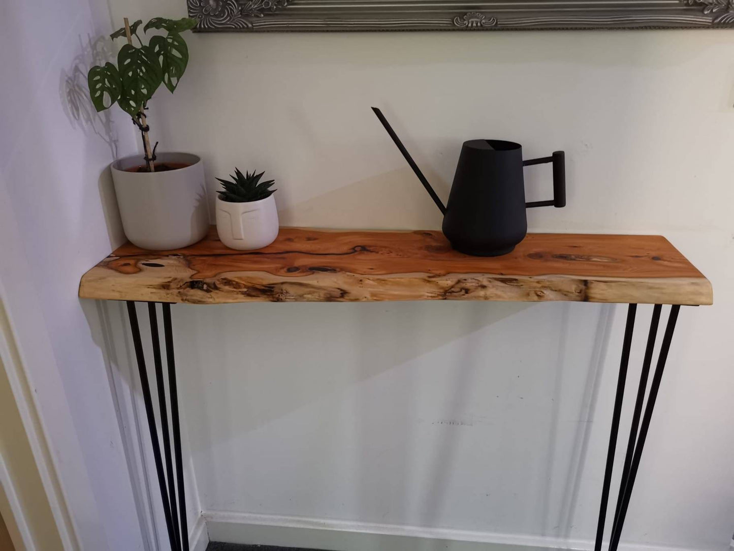 Stunning Live Edge Solid Yew Entryway Table made from beautiful English Yew