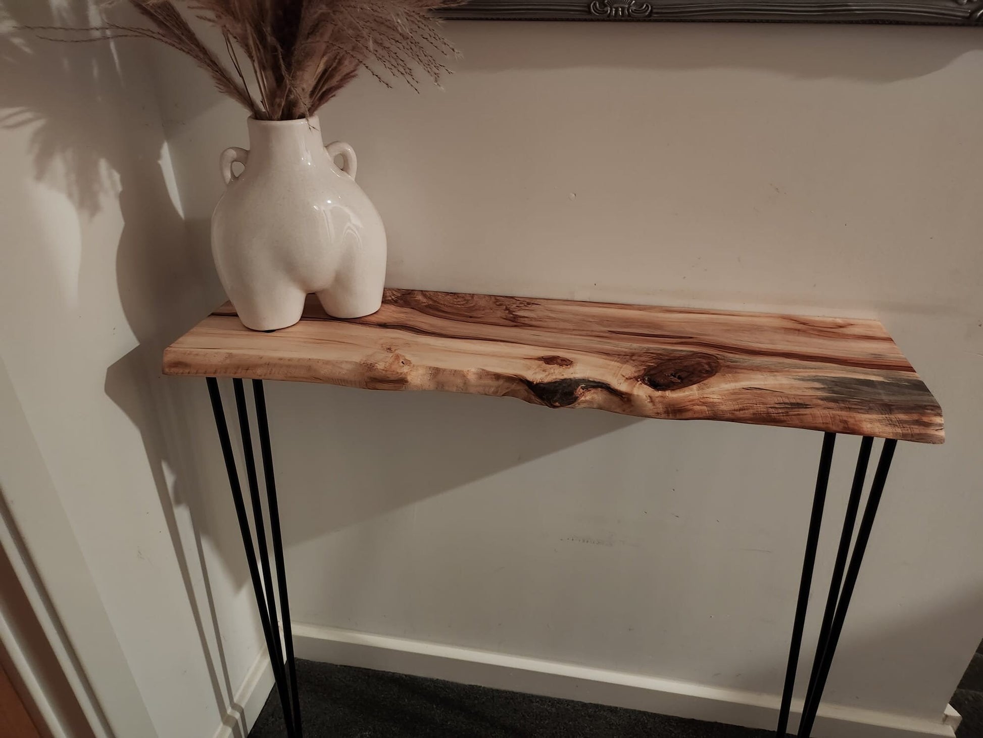 Stunning Live Edge Solid Spalted Horse Chestnut Entryway Table made from beautiful English Hardwood