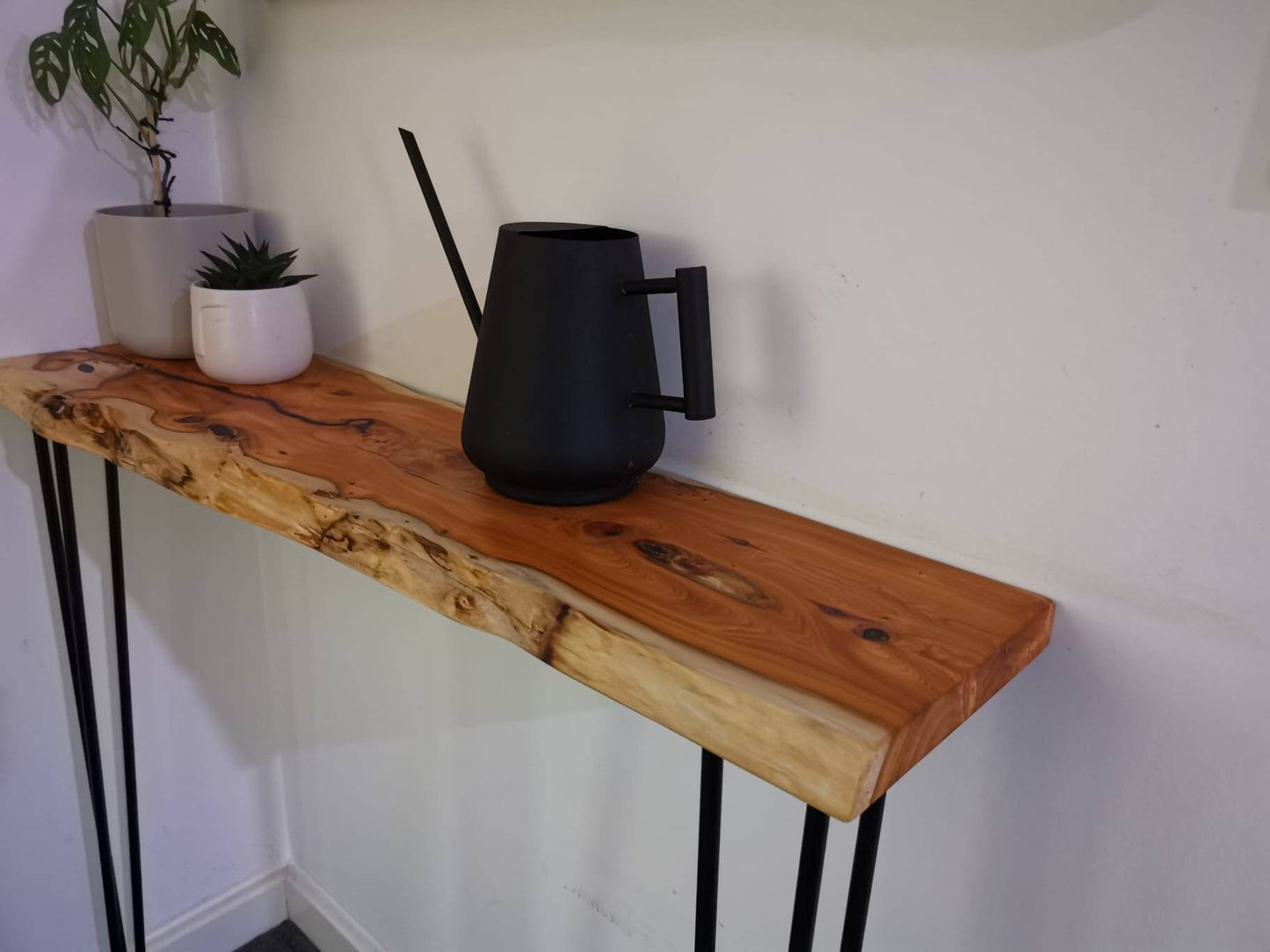 Stunning Live Edge Solid Yew Entryway Table made from beautiful English Yew