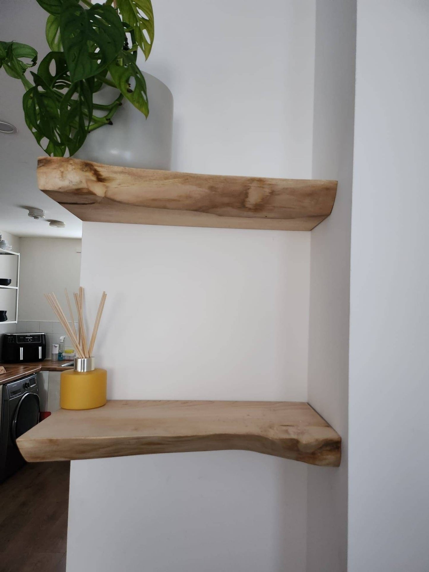 Live Edge English Chestnut Floating Shelves | Fixings Included | Rustic Solid Hardwood | Custom Shelves