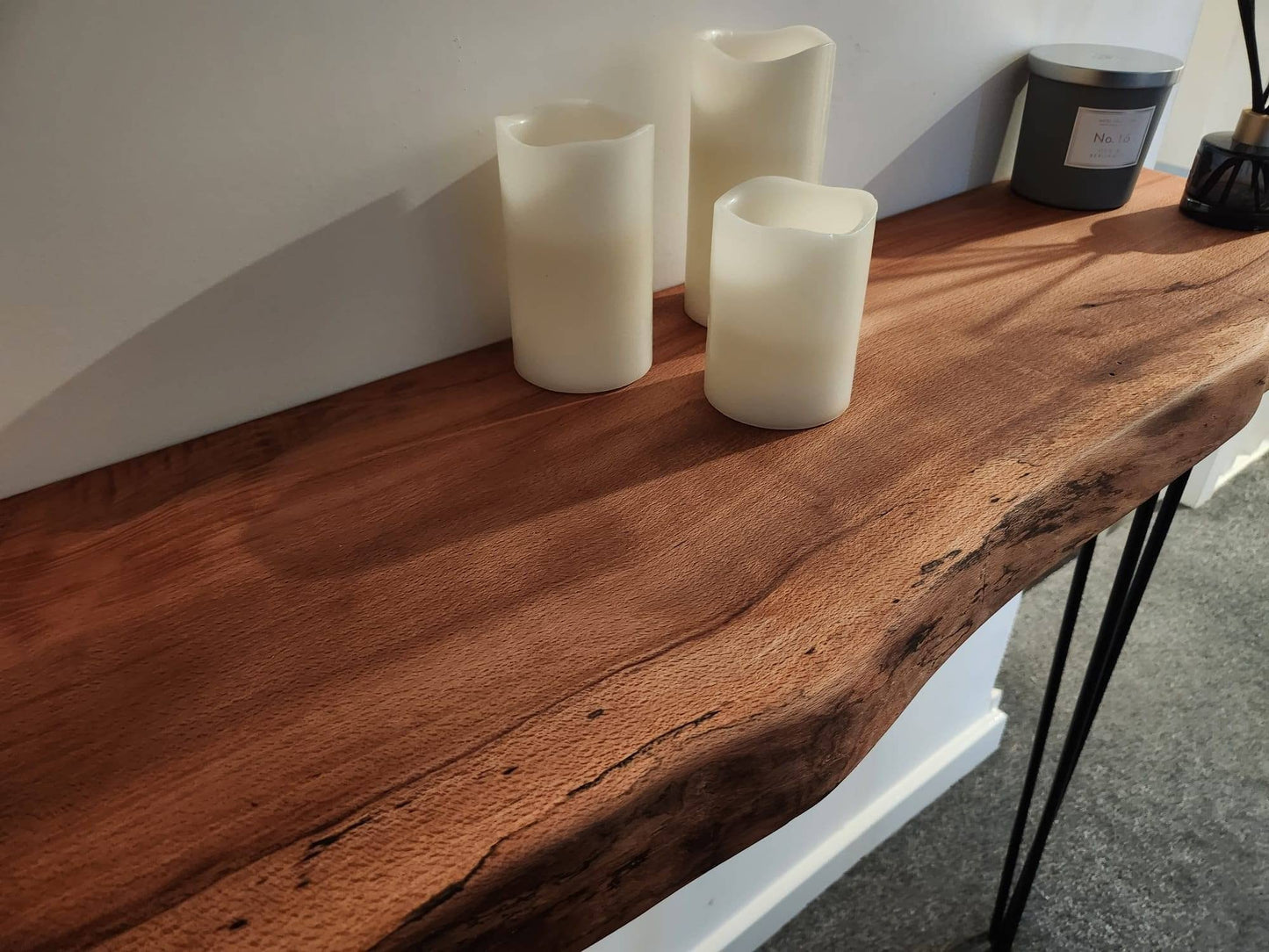 Stunning Live Edge Solid Spalted Beech Entryway Table made from beautiful English Beech