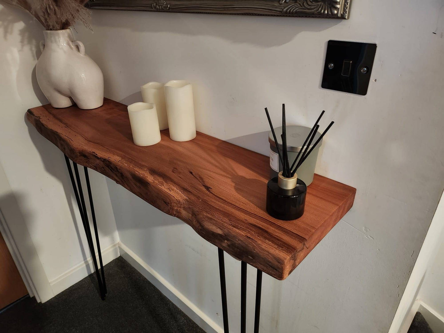 Stunning Live Edge Solid Spalted Beech Entryway Table made from beautiful English Beech