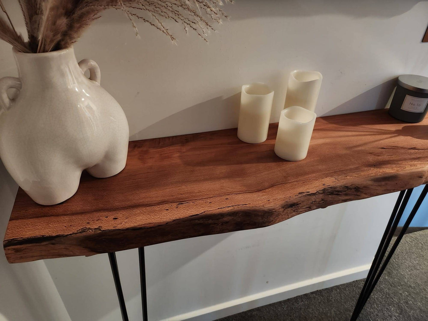 Stunning Live Edge Solid Spalted Beech Entryway Table made from beautiful English Beech