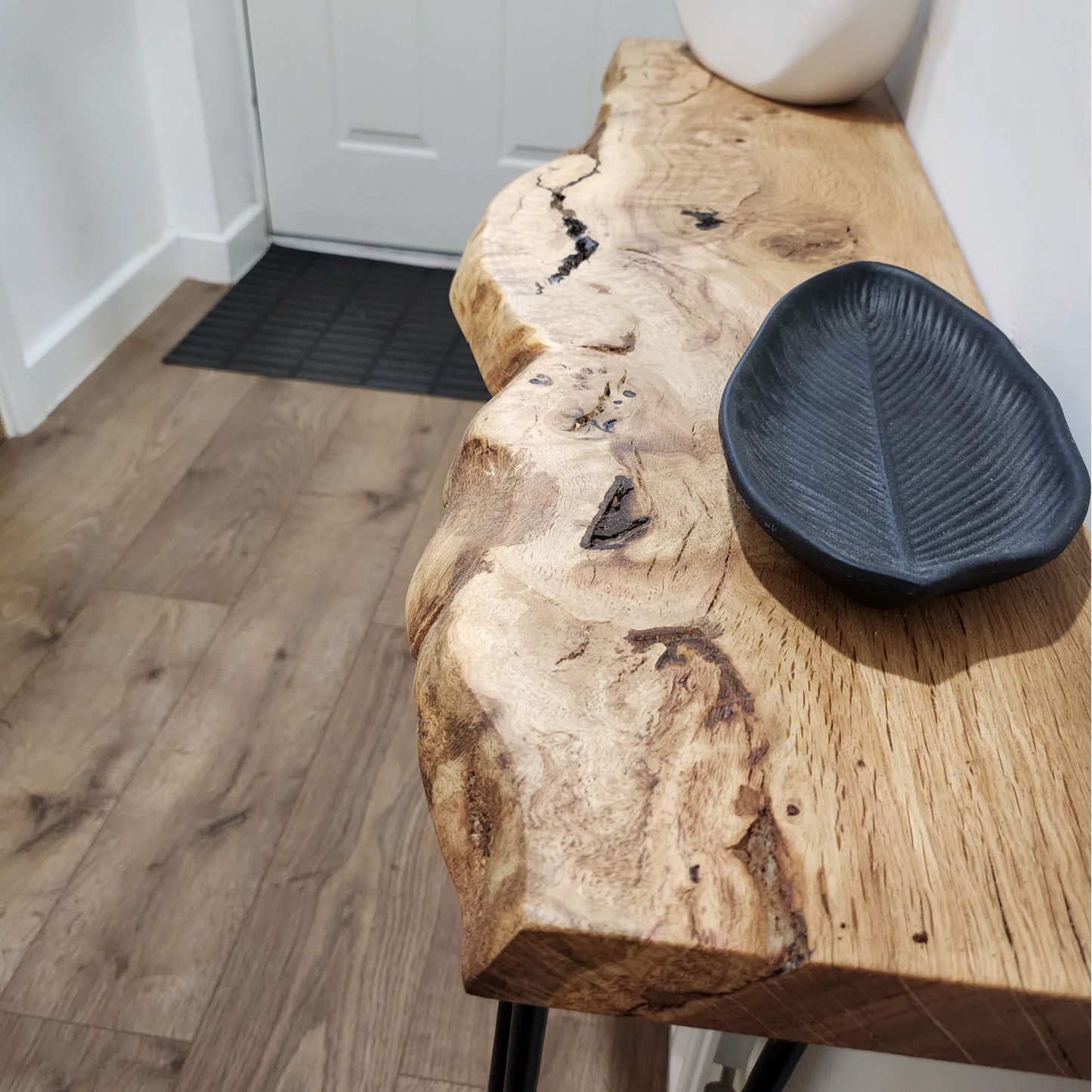 Live Edge Oak Standard Depth Console Table with Hairpin Legs