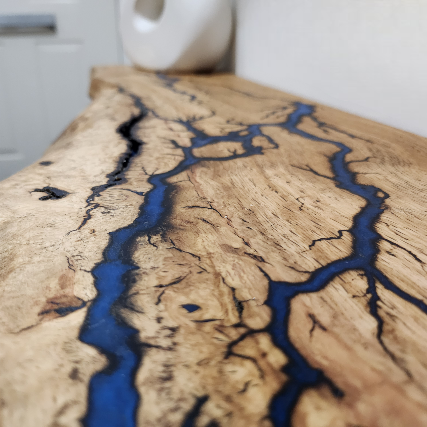 Resin Lichtenberg Figure Live Edge Oak Table Standard Depth with