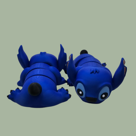 3D printed blue Stitch style flexi model