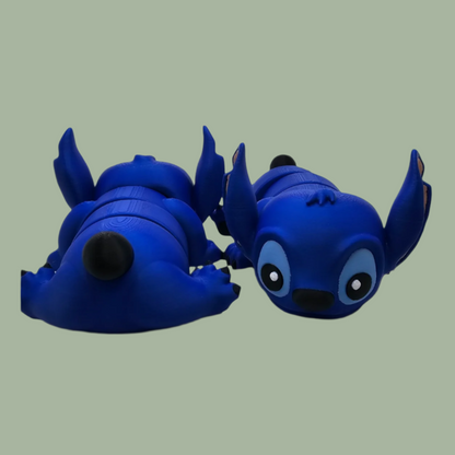 3D printed blue Stitch style flexi model