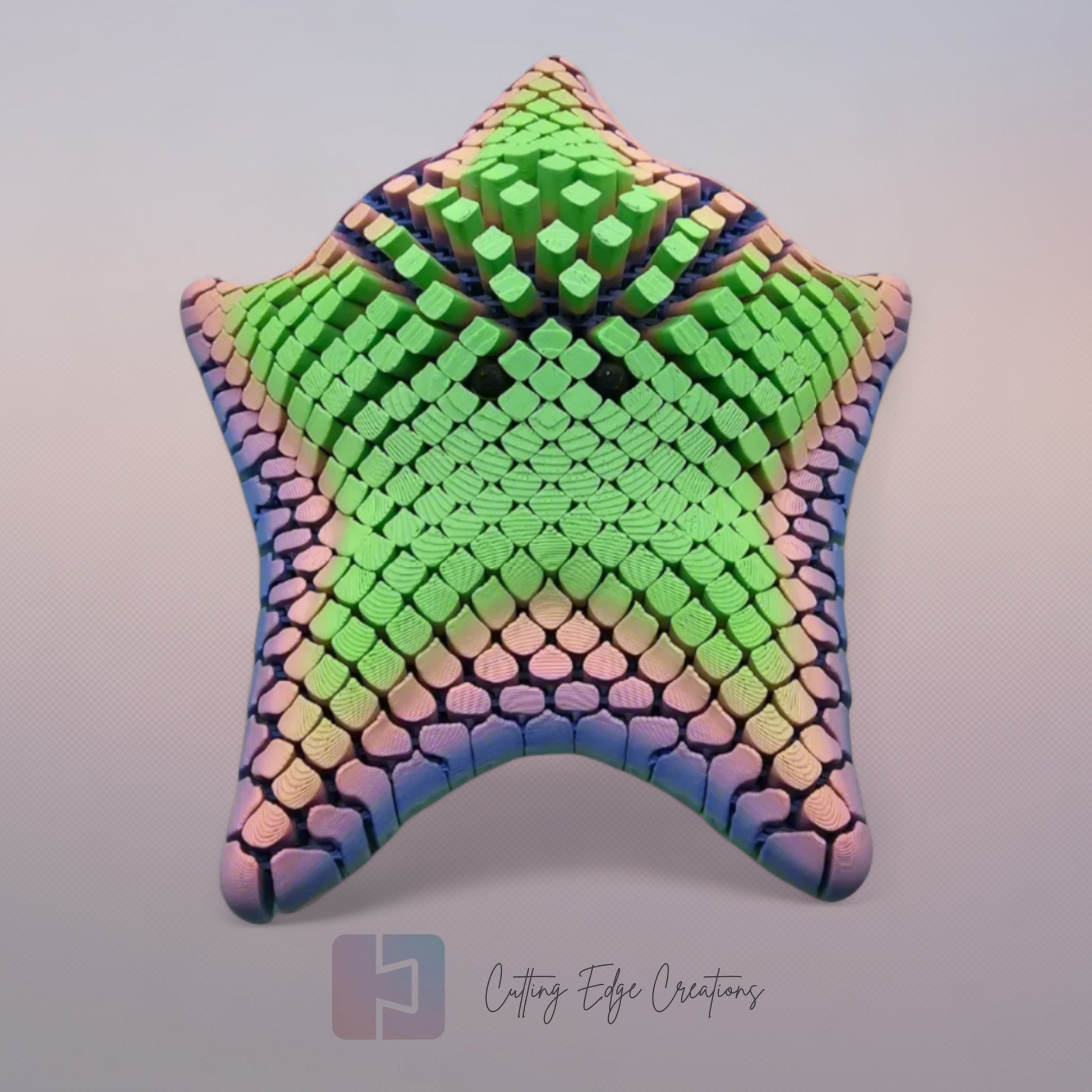 3D printed articulated Finn starfish, flexible toy, handmade in the UK, desk fidget and gift.