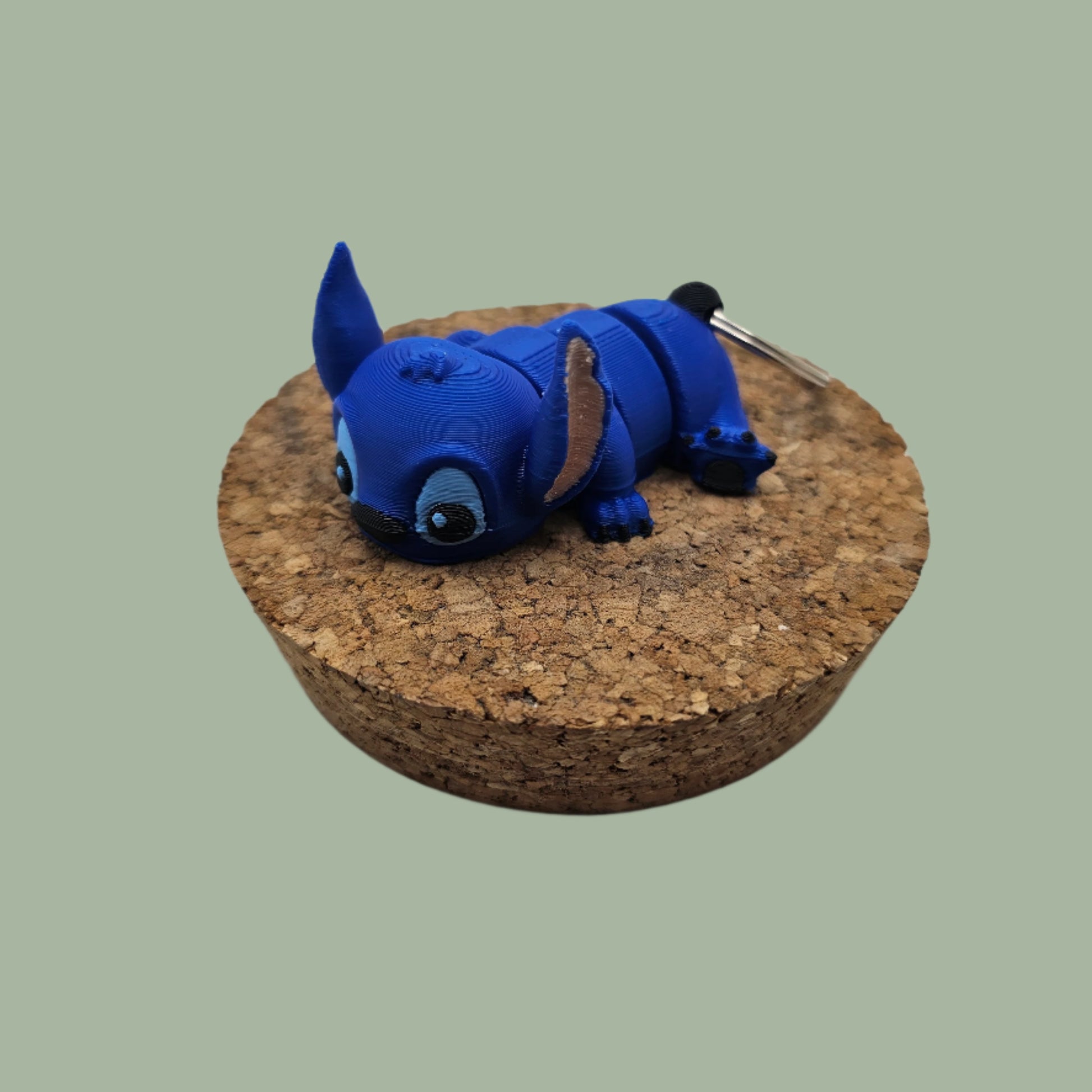 3D printed articulated blue Stitch style  keyring