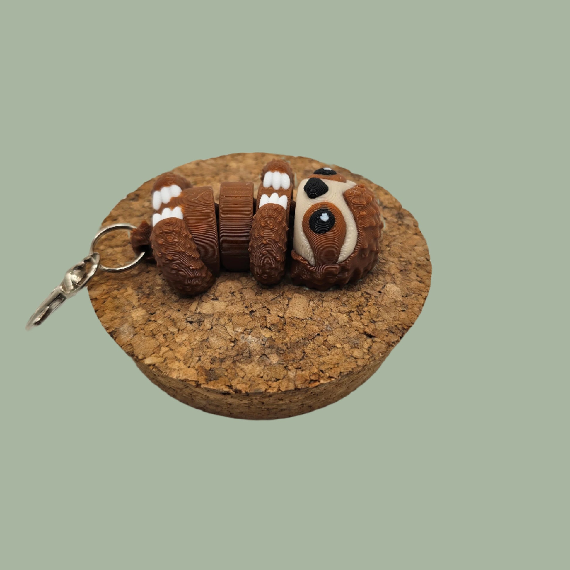 3D printed articulated brown sloth keyring
