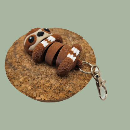 3D printed articulated brown sloth keyring